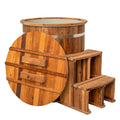 Bain froid en bois Redwood Outdoors Alaskan avec couvercle et marchepied